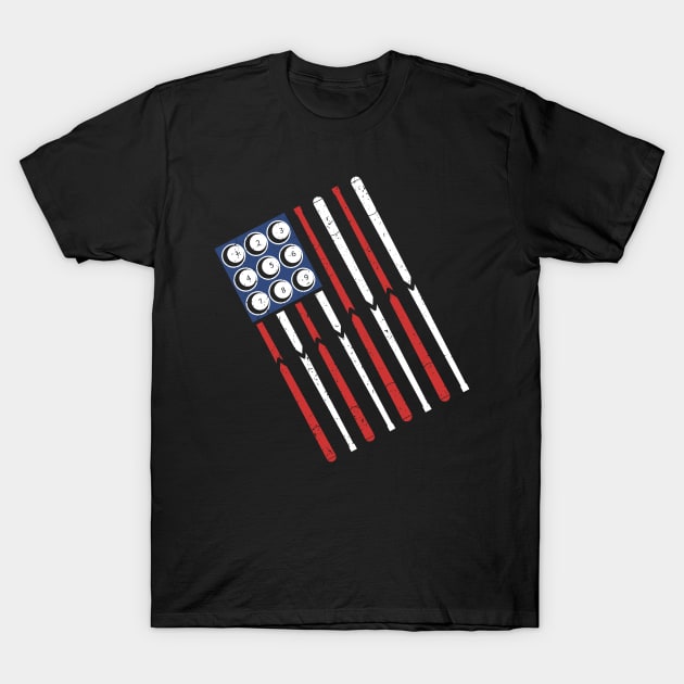 American Flag Billiards Shooting Pool, Funny Pool Team Gift T-Shirt by Printofi.com